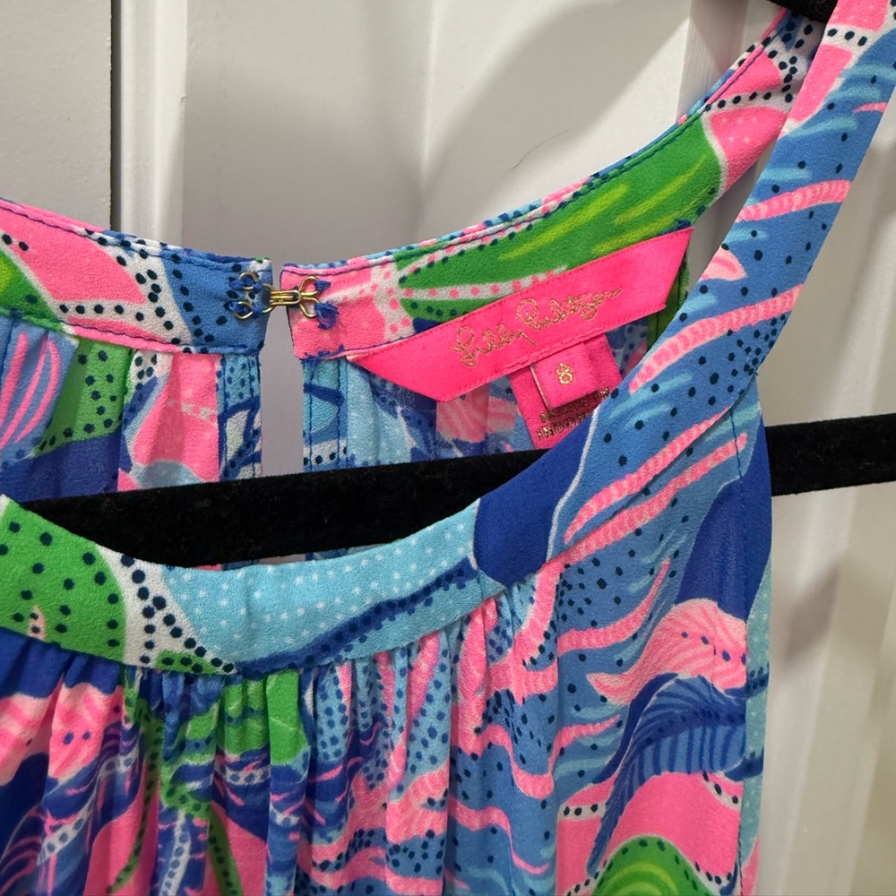 Lilly Pulitzer Pamelyn Dress Blue Grotto Beleaf in Yourself - Picture 7 of 9